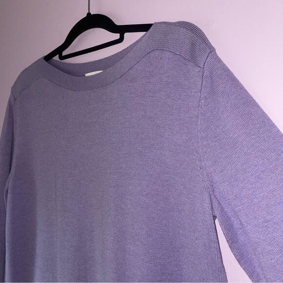 J Jill Size M Merino Wool Knit Tunic Sweater Top Pastel Purple Pockets - Picture 2 of 8